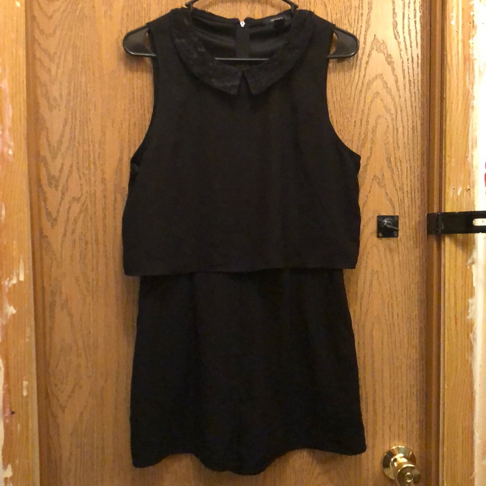Forever 21 black romper with pockets lace collar